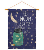 Moon Stars Fireflies Jars - Expression Inspirational Vertical Impressions Decorative Flags HG115124 Made In USA
