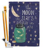 Moon Stars Fireflies Jars - Expression Inspirational Vertical Impressions Decorative Flags HG115124 Made In USA