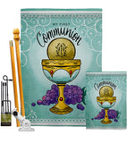 First Communion - Faith Religious Inspirational Vertical Impressions Decorative Flags HG130342 Made In USA