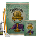 First Communion - Faith Religious Inspirational Vertical Impressions Decorative Flags HG130342 Made In USA