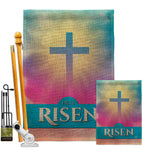 He Is Risen - Faith Religious Inspirational Vertical Impressions Decorative Flags HG190076 Made In USA