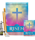 He Is Risen - Faith Religious Inspirational Vertical Impressions Decorative Flags HG190076 Made In USA