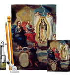 The Eternal Father Painting the Virgin of Guadalupe - Faith Religious Inspirational Vertical Impressions Decorative Flags HG190081 Made In USA