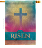 He Is Risen - Faith Religious Inspirational Vertical Impressions Decorative Flags HG190076 Made In USA