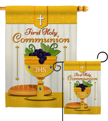 Holy Communion - Faith Religious Inspirational Vertical Impressions Decorative Flags HG120062 Made In USA