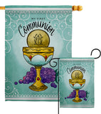 First Communion - Faith Religious Inspirational Vertical Impressions Decorative Flags HG130342 Made In USA