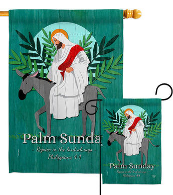 Rejoice Palm Sunday - Faith Religious Inspirational Vertical Impressions Decorative Flags HG190067 Made In USA