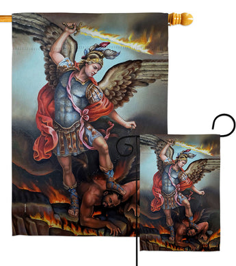 St. Michael Vanquishing Satan - Faith Religious Inspirational Vertical Impressions Decorative Flags HG190080 Made In USA