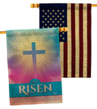 He Is Risen - Faith Religious Inspirational Vertical Impressions Decorative Flags HG190076 Made In USA