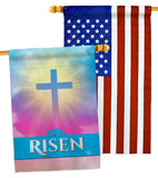 He Is Risen - Faith Religious Inspirational Vertical Impressions Decorative Flags HG190076 Made In USA