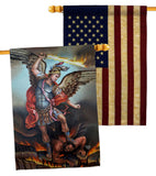 St. Michael Vanquishing Satan - Faith Religious Inspirational Vertical Impressions Decorative Flags HG190080 Made In USA