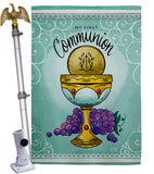 First Communion - Faith Religious Inspirational Vertical Impressions Decorative Flags HG130342 Made In USA