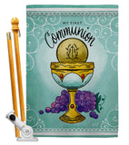 First Communion - Faith Religious Inspirational Vertical Impressions Decorative Flags HG130342 Made In USA