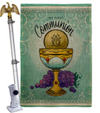 First Communion - Faith Religious Inspirational Vertical Impressions Decorative Flags HG130342 Made In USA