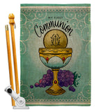 First Communion - Faith Religious Inspirational Vertical Impressions Decorative Flags HG130342 Made In USA