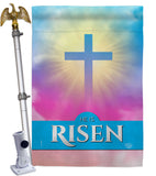 He Is Risen - Faith Religious Inspirational Vertical Impressions Decorative Flags HG190076 Made In USA