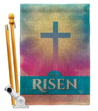 He Is Risen - Faith Religious Inspirational Vertical Impressions Decorative Flags HG190076 Made In USA