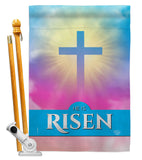 He Is Risen - Faith Religious Inspirational Vertical Impressions Decorative Flags HG190076 Made In USA