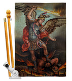 St. Michael Vanquishing Satan - Faith Religious Inspirational Vertical Impressions Decorative Flags HG190080 Made In USA