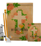 Floral Frist Communion - Faith & Religious Inspirational Vertical Impressions Decorative Flags HG103064 Made In USA