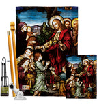 Jesus Blessing the Children - Faith & Religious Inspirational Vertical Impressions Decorative Flags HG192080 Made In USA