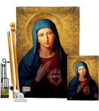 Sacred Heart of Mary - Faith & Religious Inspirational Vertical Impressions Decorative Flags HG192084 Made In USA