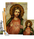 Sacred Heart of Jesus - Faith & Religious Inspirational Vertical Impressions Decorative Flags HG192380 Made In USA