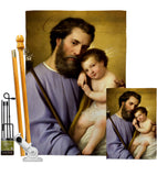 St. Joseph And Infant Jesus - Faith & Religious Inspirational Vertical Impressions Decorative Flags HG192597 Made In USA