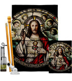 Sacred Heart With Angels - Faith & Religious Inspirational Vertical Impressions Decorative Flags HG192621 Made In USA