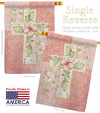 Pink Flower Cross - Faith & Religious Inspirational Vertical Impressions Decorative Flags HG103044 Made In USA