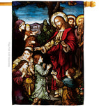 Jesus Blessing the Children - Faith & Religious Inspirational Vertical Impressions Decorative Flags HG192080 Made In USA