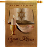 Yom Kipper Blessed - Faith & Religious Inspirational Vertical Impressions Decorative Flags HG192369 Made In USA