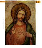 Sacred Heart of Jesus - Faith & Religious Inspirational Vertical Impressions Decorative Flags HG192380 Made In USA
