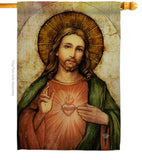 Sacred Heart of Jesus - Faith & Religious Inspirational Vertical Impressions Decorative Flags HG192380 Made In USA