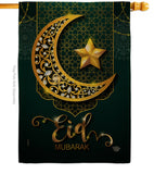 Bright Eid Mubarak - Faith & Religious Inspirational Vertical Impressions Decorative Flags HG192403 Made In USA