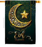 Bright Eid Mubarak - Faith & Religious Inspirational Vertical Impressions Decorative Flags HG192403 Made In USA