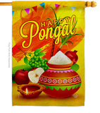 Happy Pongal - Faith & Religious Inspirational Vertical Impressions Decorative Flags HG192507 Made In USA