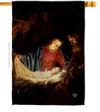 Adoration of the Shepherds - Faith & Religious Inspirational Vertical Impressions Decorative Flags HG192550 Made In USA