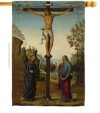 The Crucifixion with the Virgin - Faith & Religious Inspirational Vertical Impressions Decorative Flags HG192558 Made In USA