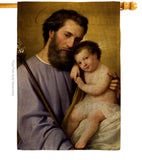 St. Joseph And Infant Jesus - Faith & Religious Inspirational Vertical Impressions Decorative Flags HG192597 Made In USA