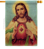 Sacred Heart Jesus - Faith & Religious Inspirational Vertical Impressions Decorative Flags HG192617 Made In USA