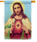 Sacred Heart Jesus - Faith & Religious Inspirational Vertical Impressions Decorative Flags HG192617 Made In USA