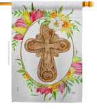 Wood Cross - Faith & Religious Inspirational Vertical Impressions Decorative Flags HG192618 Made In USA
