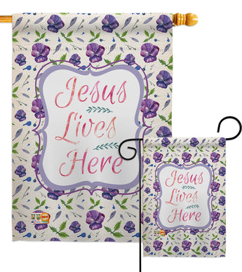 Jesus Lives Here - Impressions Decorative Garden Flag G153002-BO