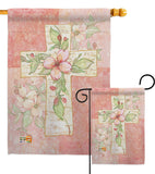 Pink Flower Cross - Faith & Religious Inspirational Vertical Impressions Decorative Flags HG103044 Made In USA