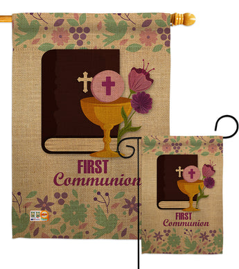First Communion - Faith & Religious Inspirational Vertical Impressions Decorative Flags HG103062 Made In USA