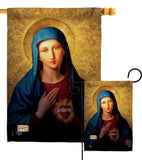 Sacred Heart of Mary - Faith & Religious Inspirational Vertical Impressions Decorative Flags HG192084 Made In USA