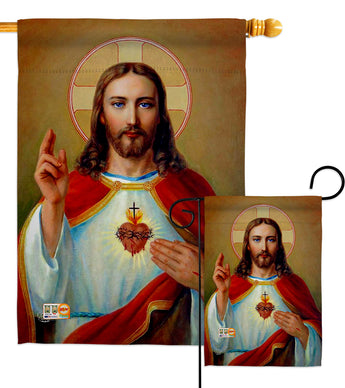 Jesus Sacred Heart - Faith & Religious Inspirational Vertical Impressions Decorative Flags HG192160 Made In USA