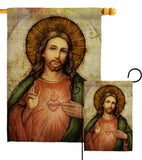 Sacred Heart of Jesus - Faith & Religious Inspirational Vertical Impressions Decorative Flags HG192380 Made In USA