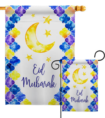 Eid Mubarak - Faith & Religious Inspirational Vertical Impressions Decorative Flags HG192393 Made In USA